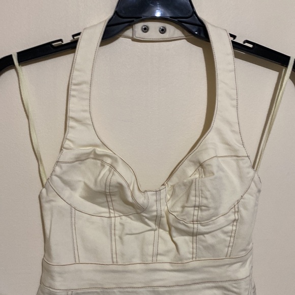 Urban Outfitters Jenny Denim Bustier Mini Dress Ivory Size Small - Picture 5 of 11